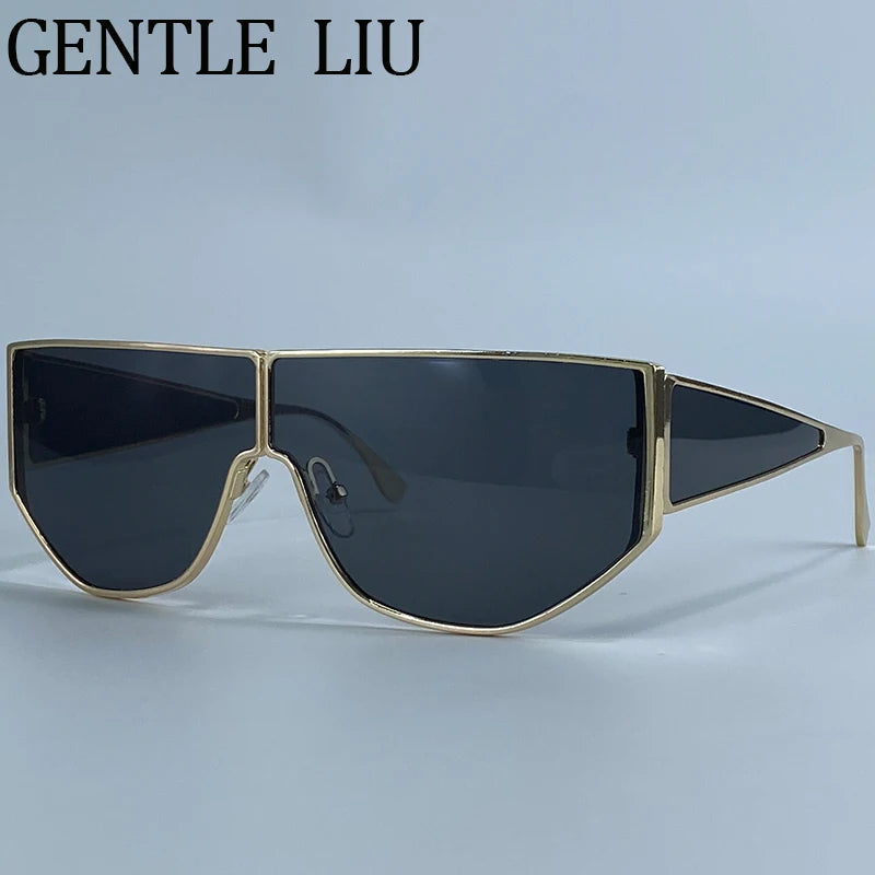 Elegant Polygon Shield Sunglasses for Women