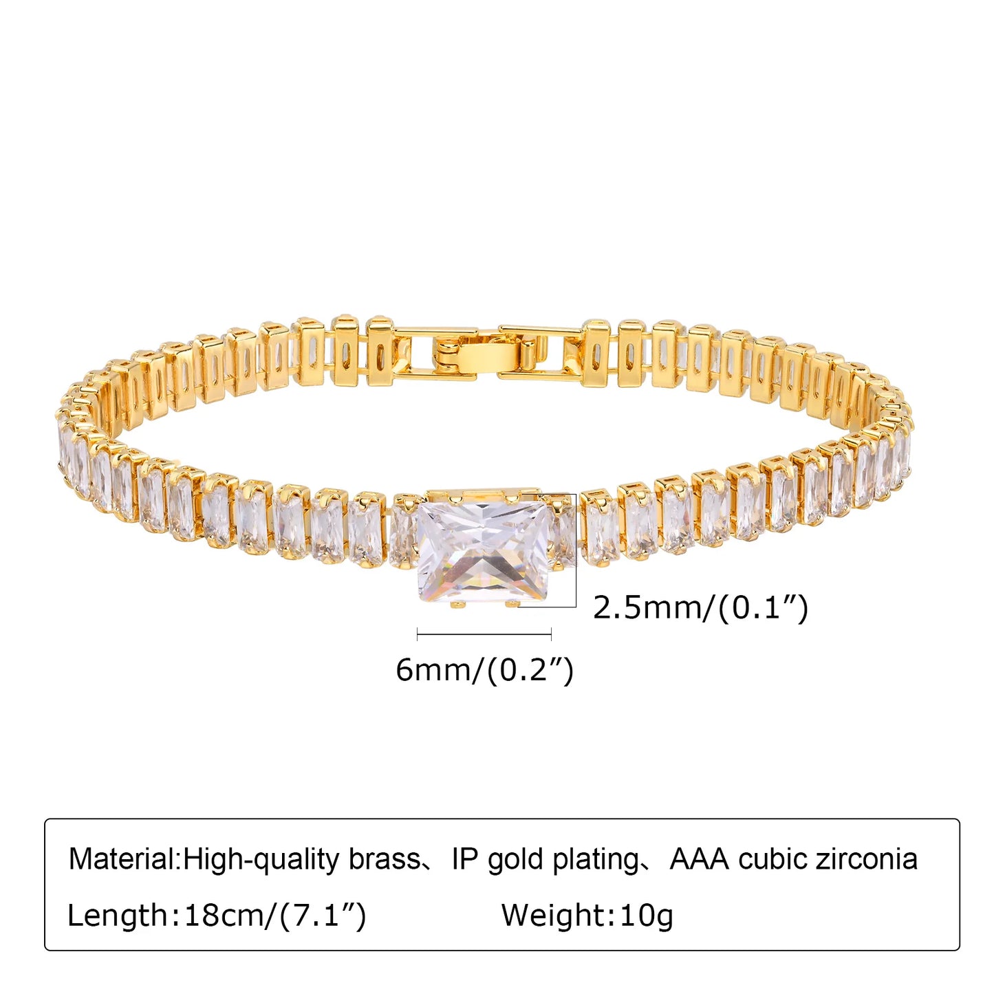 Elegant Gold-Plated Paperclip Bracelet with Cubic Zirconia