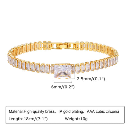 Elegant Gold-Plated Paperclip Bracelet with Cubic Zirconia