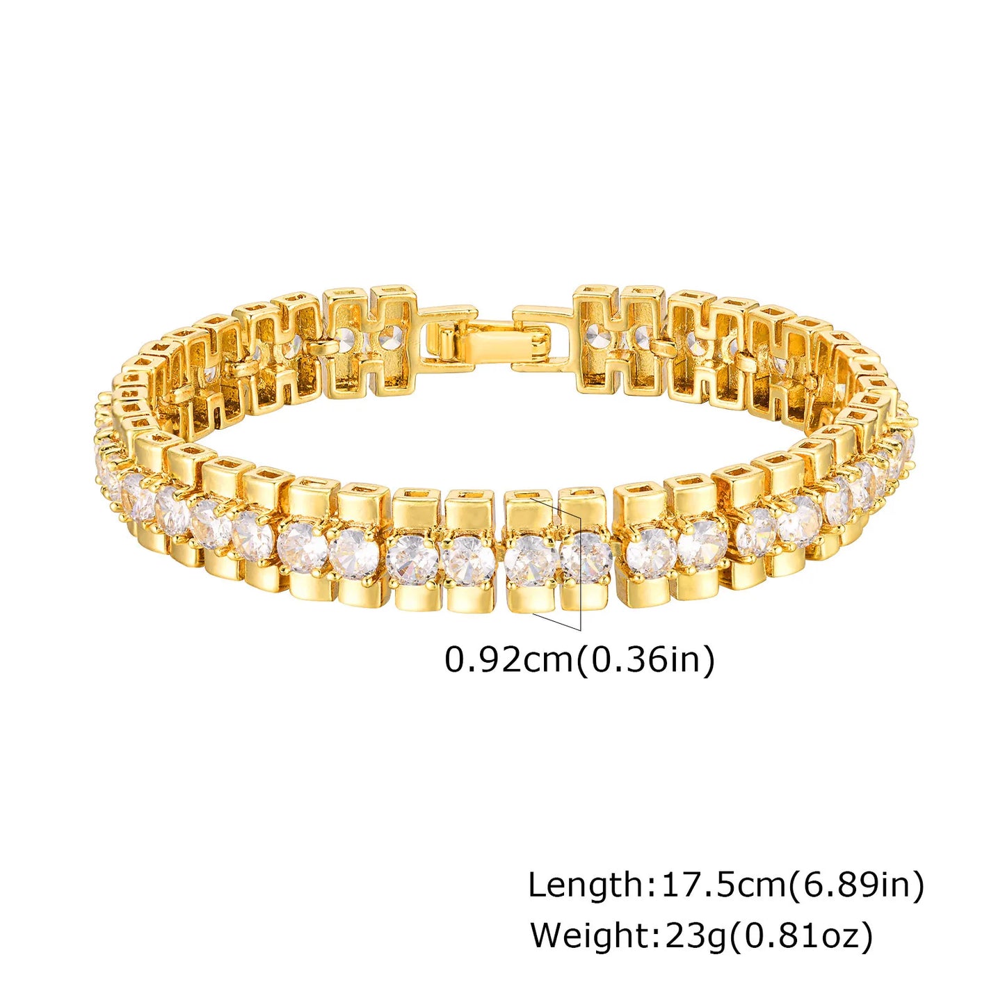 Elegant Gold-Plated Paperclip Bracelet with Cubic Zirconia