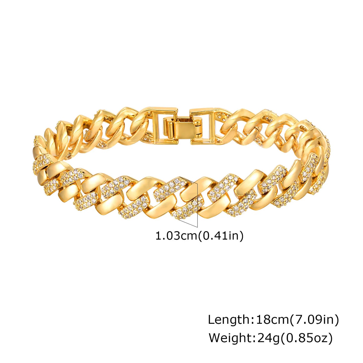 Elegant Gold-Plated Paperclip Bracelet with Cubic Zirconia