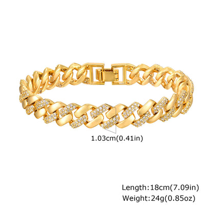 Elegant Gold-Plated Paperclip Bracelet with Cubic Zirconia