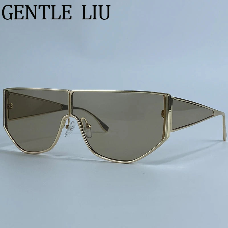 Elegant Polygon Shield Sunglasses for Women