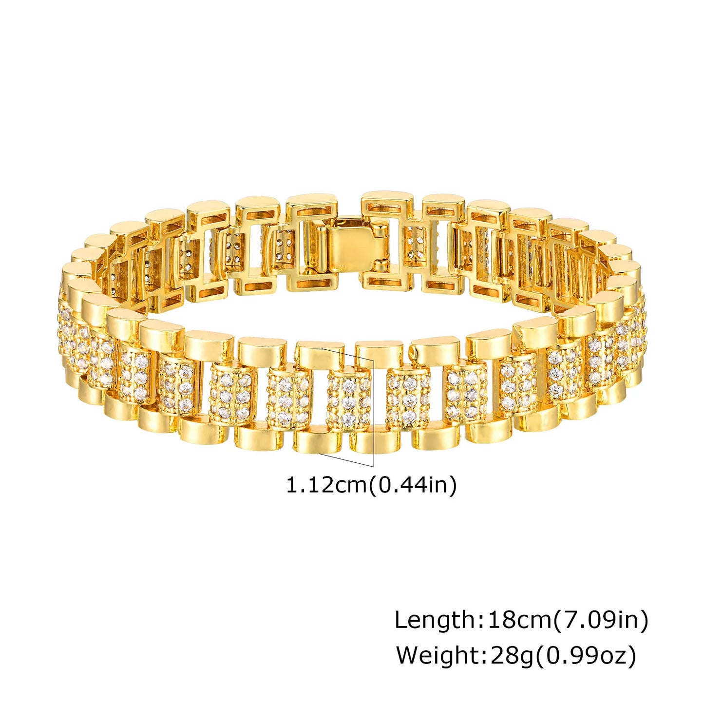 Elegant Gold-Plated Paperclip Bracelet with Cubic Zirconia