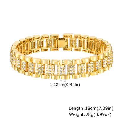 Elegant Gold-Plated Paperclip Bracelet with Cubic Zirconia