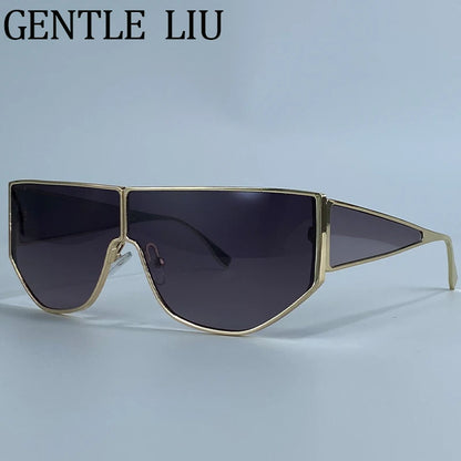 Elegant Polygon Shield Sunglasses for Women