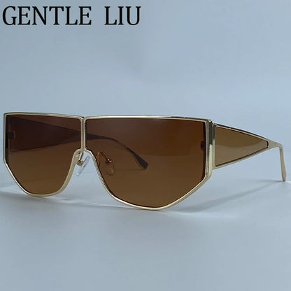 Elegant Polygon Shield Sunglasses for Women