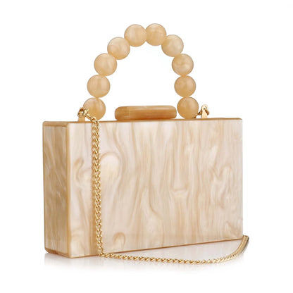 Pearl Marble Dark Purple Acrylic PVC Evening Bags Women Luxury Gorgeous Handmade Purses And Handbags Wedding Party Beach Flap