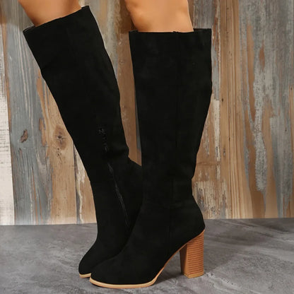 Minimalist Knee-High Suede Boots