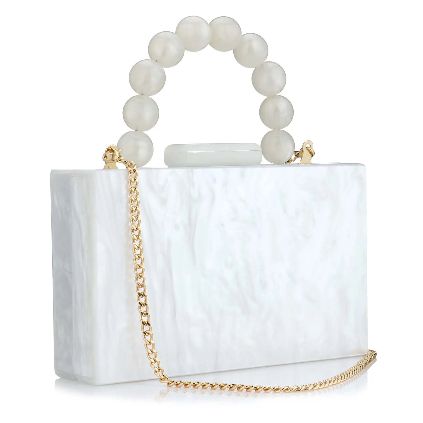 Elegant Pearl Marble Acrylic Evening Clutch