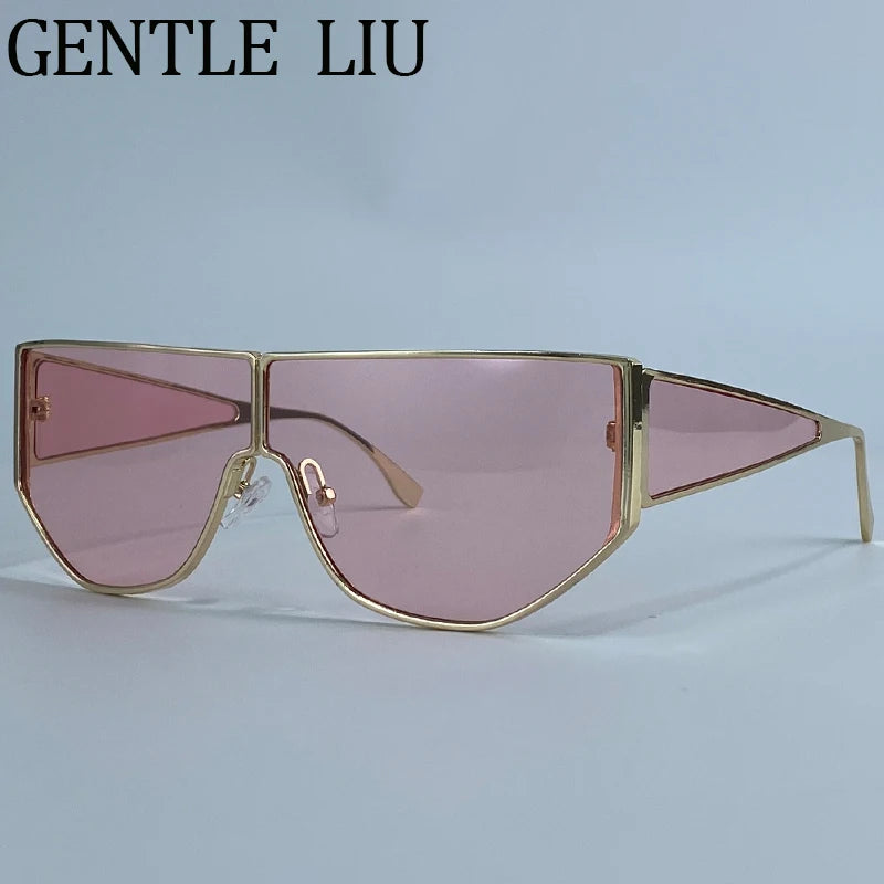 Elegant Polygon Shield Sunglasses for Women