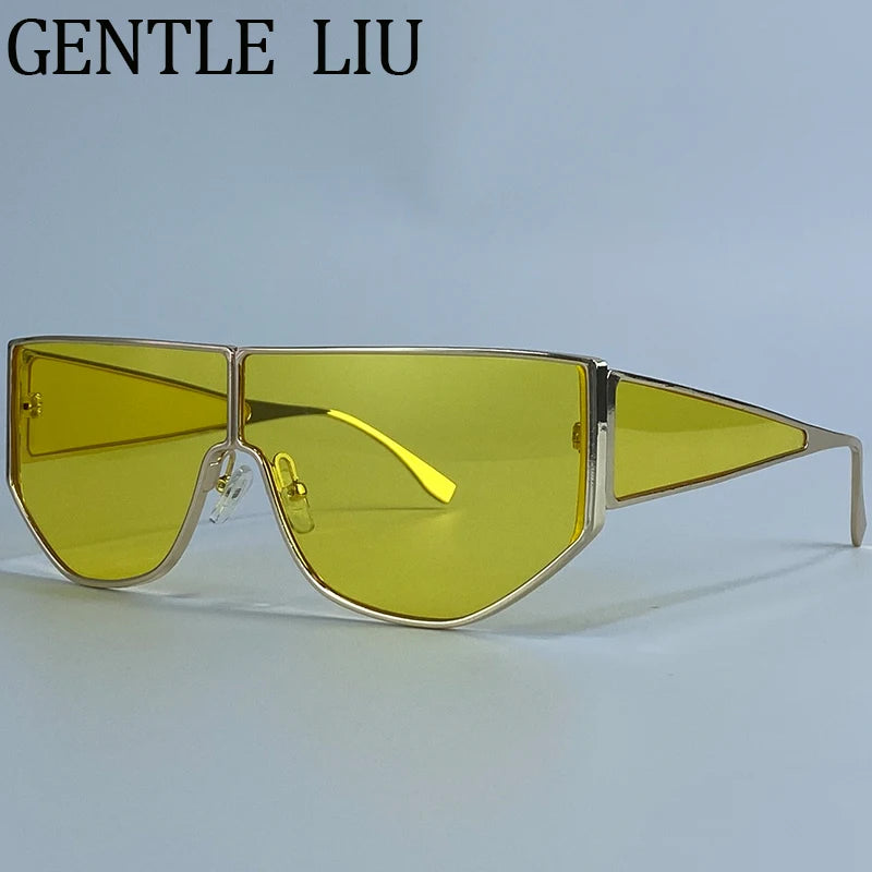 Elegant Polygon Shield Sunglasses for Women