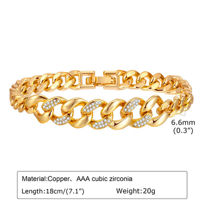 Elegant Gold-Plated Paperclip Bracelet with Cubic Zirconia