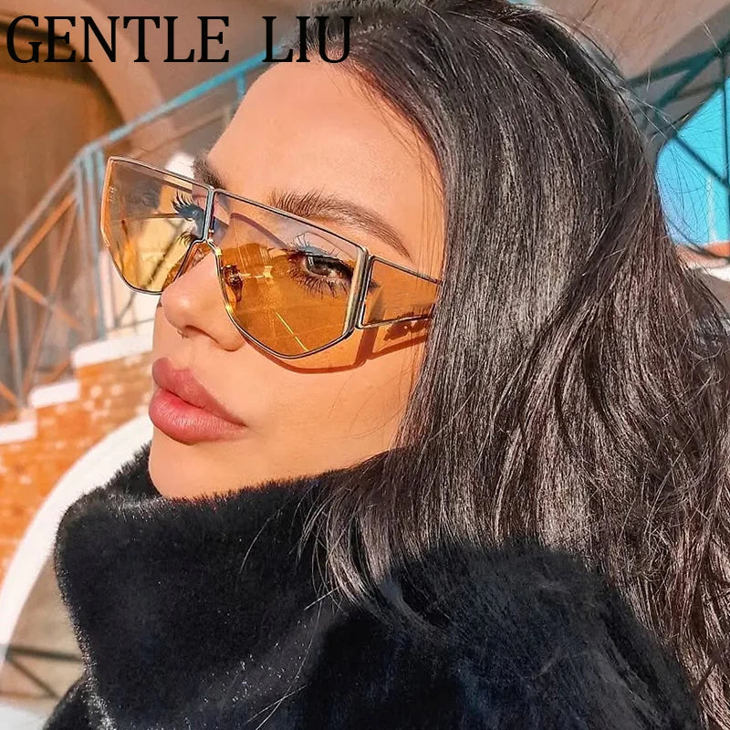 Y2K Punk Polygon Shield Sunglasses Women 2025 Luxury Brand Night Vision Windproof Sun Glasses For Ladies Outdoor Shades UV400