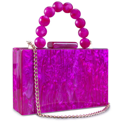 Elegant Pearl Marble Acrylic Evening Clutch