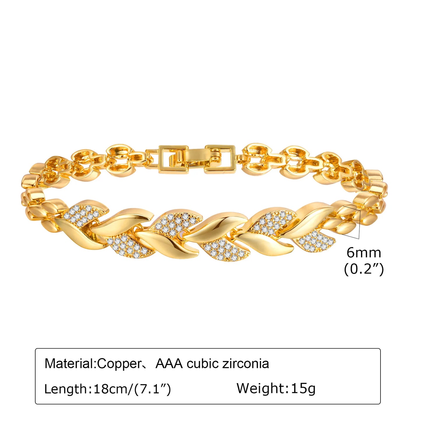 Elegant Gold-Plated Paperclip Bracelet with Cubic Zirconia