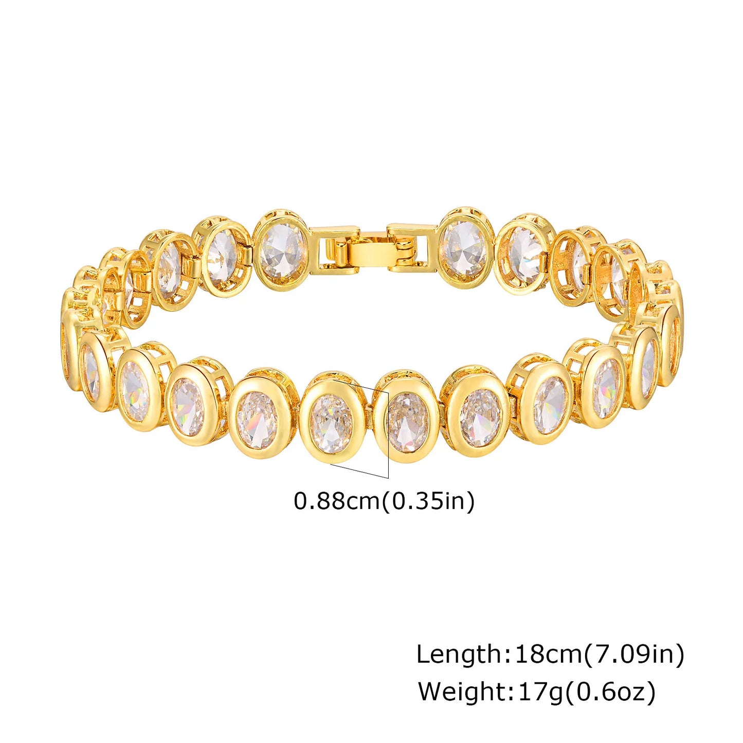 Elegant Gold-Plated Paperclip Bracelet with Cubic Zirconia
