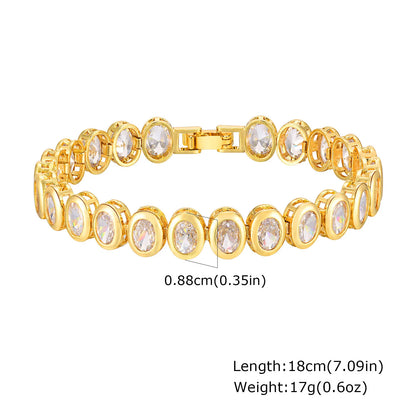 Elegant Gold-Plated Paperclip Bracelet with Cubic Zirconia