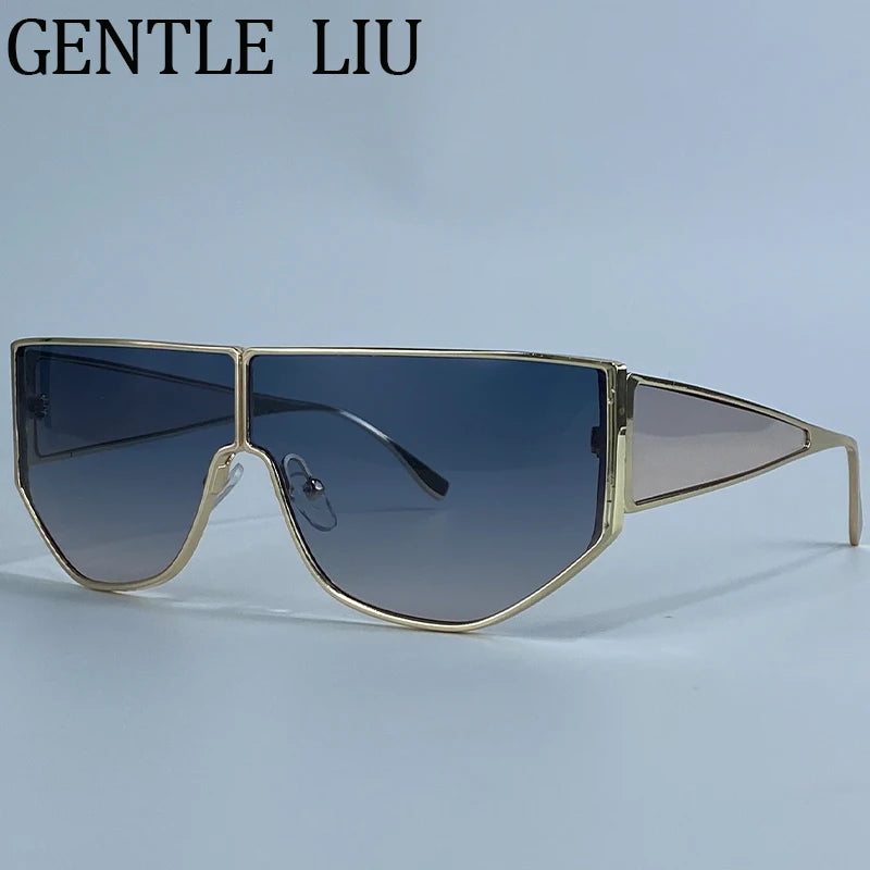 Elegant Polygon Shield Sunglasses for Women