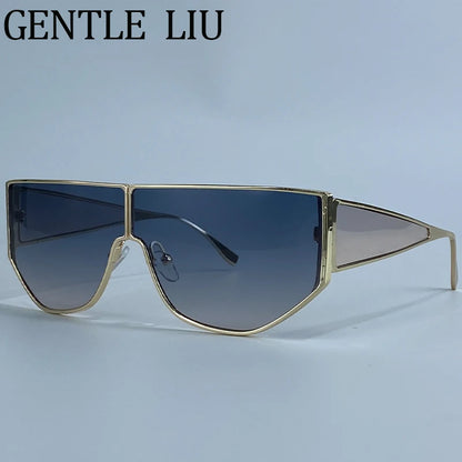 Elegant Polygon Shield Sunglasses for Women
