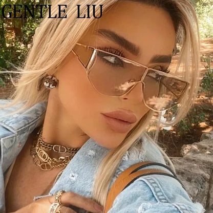 Y2K Punk Polygon Shield Sunglasses Women 2025 Luxury Brand Night Vision Windproof Sun Glasses For Ladies Outdoor Shades UV400