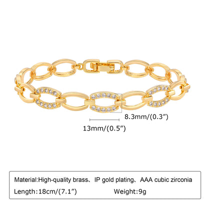 Elegant Gold-Plated Paperclip Bracelet with Cubic Zirconia
